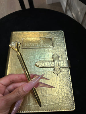 Hearts Pure Gold Faith binder with Gold Diamond pen